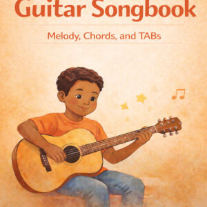 Cançoner de cançons angleses amb partitures de guitarra, partitura de melodia, gràfic d'acords i TAB's.
