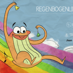 Portada del llibre Regenbogenlieder, un cançoner infantil en alemany amb partitures adaptades amb codis de colors per a l’aprenentatge musical