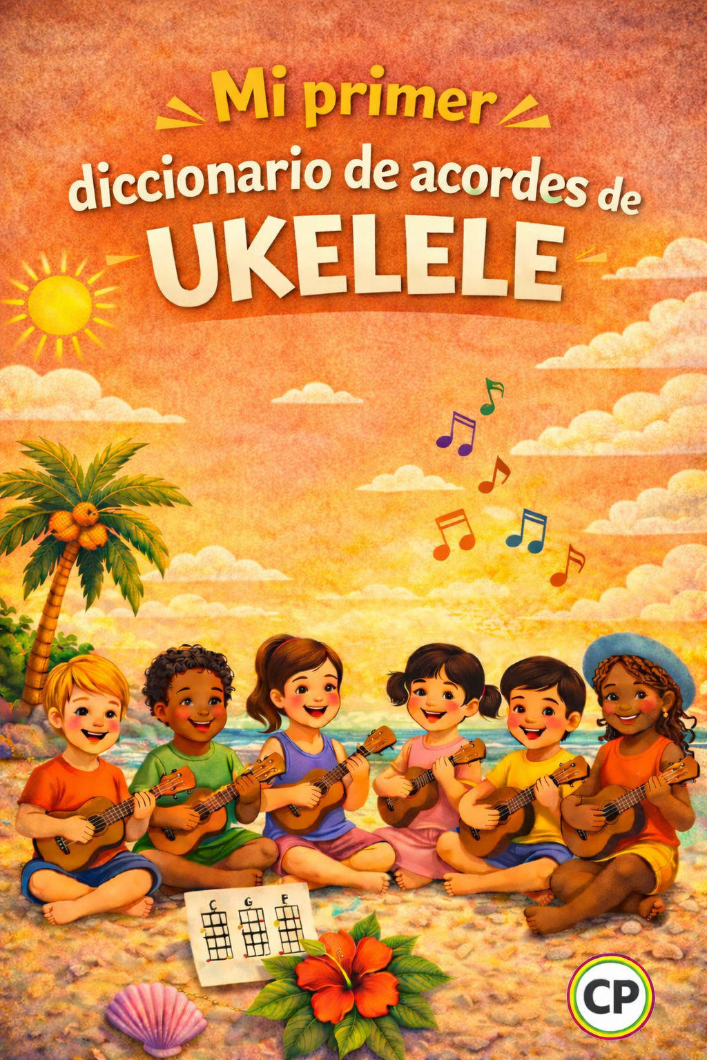 Imatge del llibre Mi primer diccionario de acordes de ukelele, edició en llengua castellana. Un recurs educatiu pensat per a la iniciació musical infantil amb ukelele soprano, adreçat a escoles, docents i alumnat d’educació infantil i primària a Catalunya | Capa Publisher